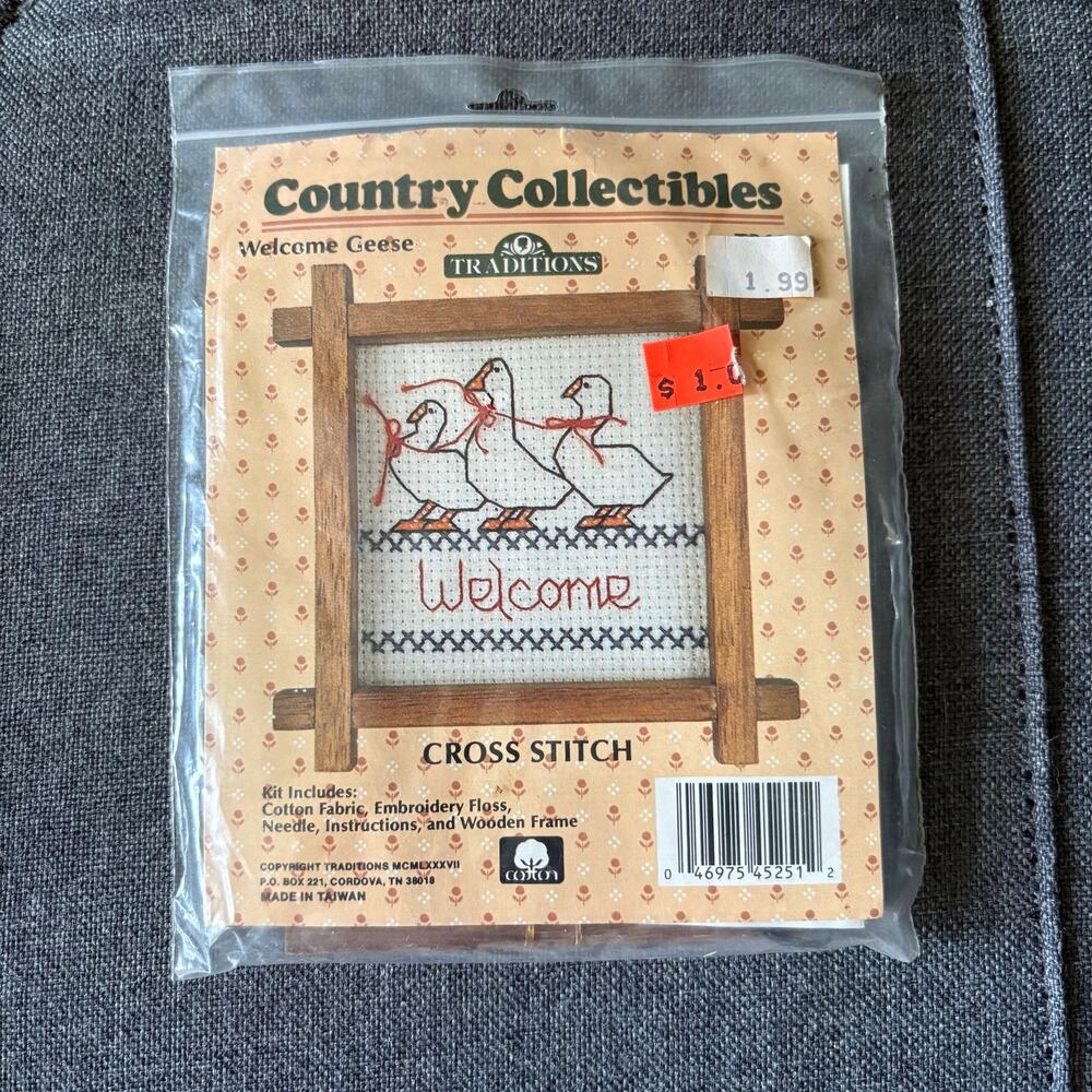 Welcome Geese Vintage Counted Cross Stitch Kit by Country Collectables - 1980s